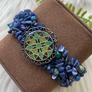 Carolyn Pollack 925 SODALITE MALACHITE stretchy bracelet